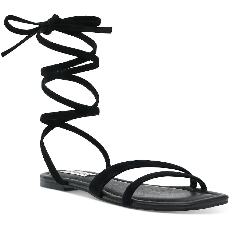 sandals with trendy metallic accents-Steve Madden Womens Garvan Suede Strappy Gladiator Sandals