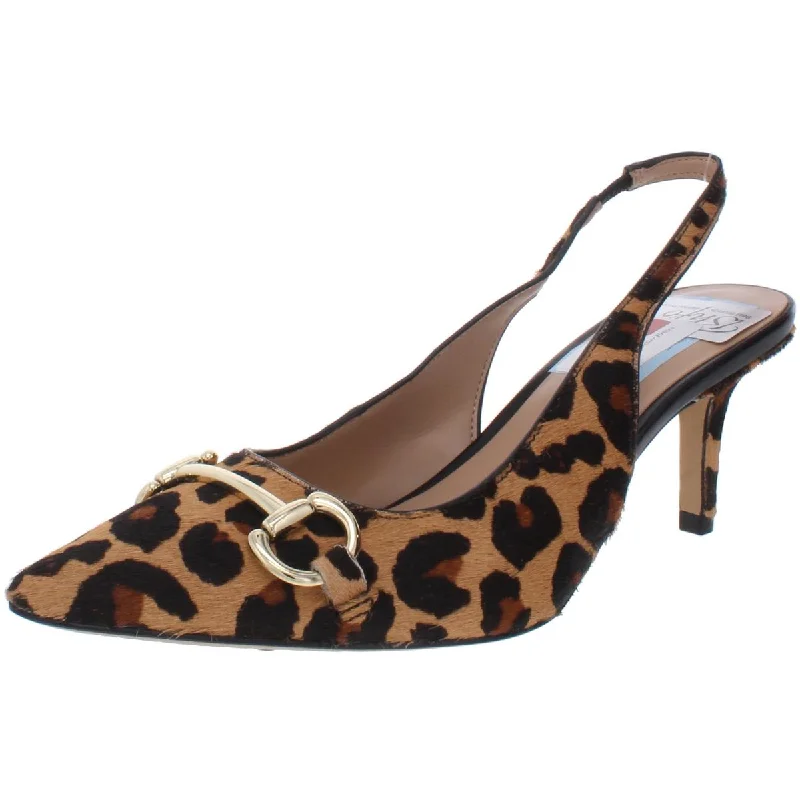 Cushioned high heels for gentle evenings-Carynn Womens Calf Hair Slip On Slingback Heels