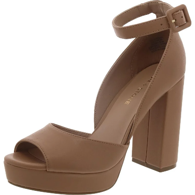 sandals with water-resistant material-Sun + Stone Womens Block Heel Peep Toe Platform Heels