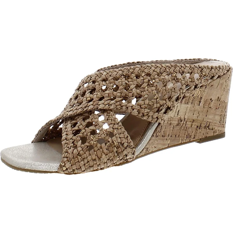 sandals with cool summer design-Donald J. Pliner Womens Parisa Metallic Criss-Cross Wedge Sandals