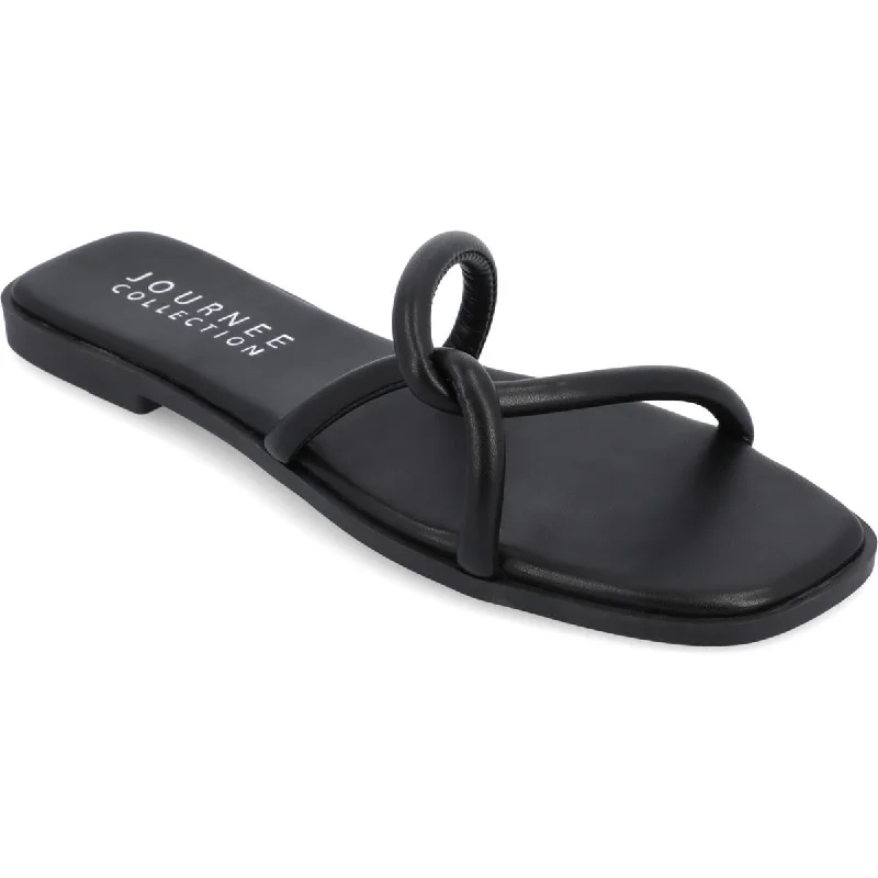 slip-on sandals for easy wear-Journee Collection Womens Lauda Strappy Faux Leather Slide Sandals