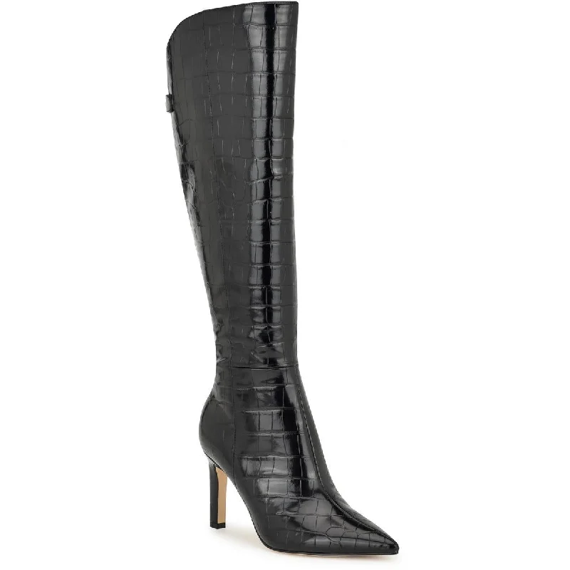 Boots for casual snow dinners -Nine West Womens Napts 3 Faux Leather Wide Calf Knee-High Boots