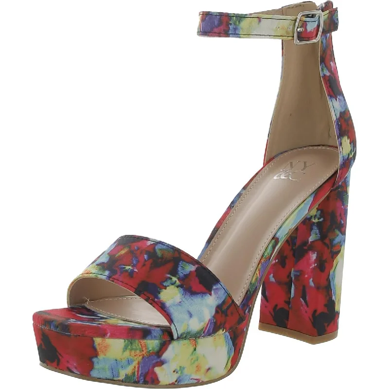 sandals with easy-to-pair design-New York & Company Womens Floral Pattern Square Toe Platform Heels