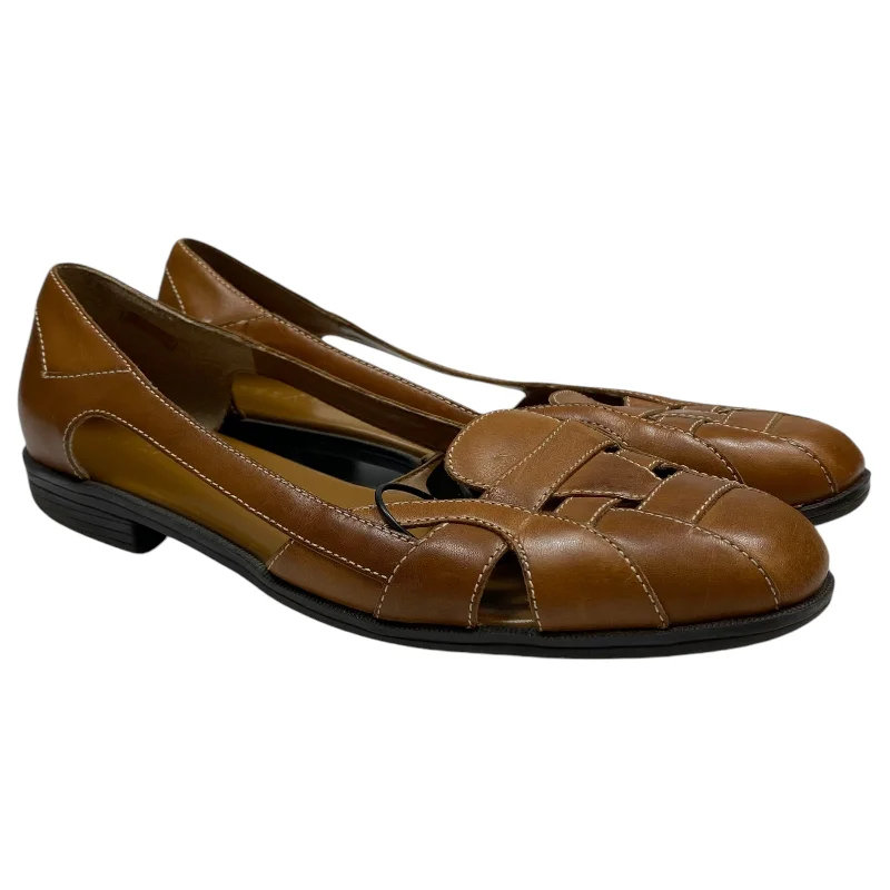 Flats with rounded toe elegance -Shoes Flats By Pesaro In Brown, Size: 9