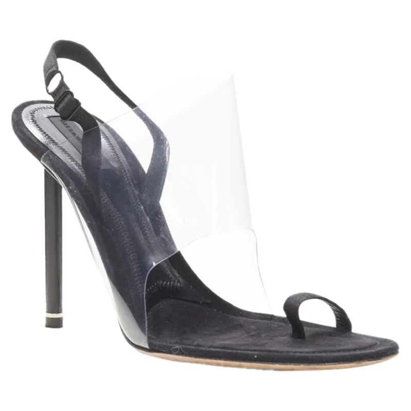 Stylish high heels for city nights-Alexander Wang clear black strappy slingback mule sandal