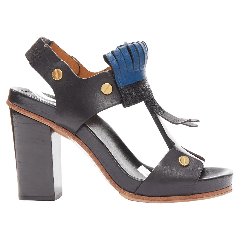 Slip-on high heels for easy nights-Chloe grommet block heel sandal