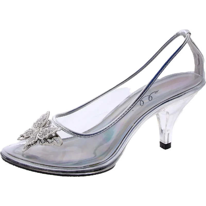 Stylish high heels for city nights-Ellie Womens Metallic Cone Heel Pumps