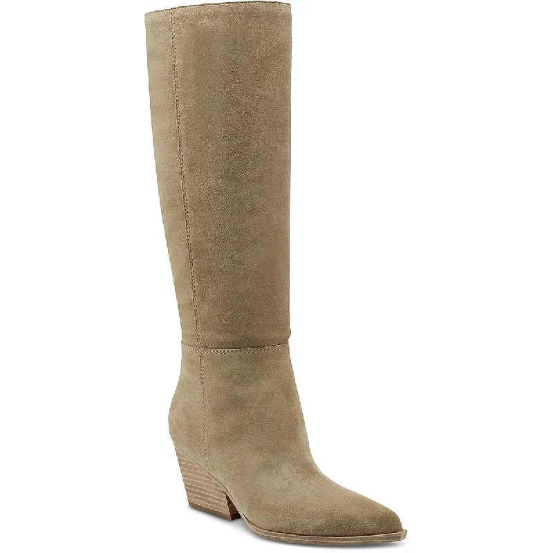 Boots with satin-soft padding -Marc Fisher Womens Challi Suede Almond Toe Knee-High Boots