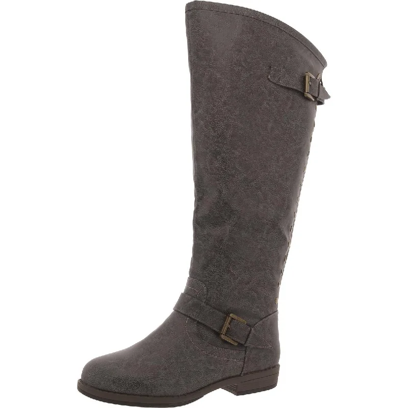 Boots with subtle slip-proof soles -Journee Collection Womens Faux Leather Wide Calf Knee-High Boots