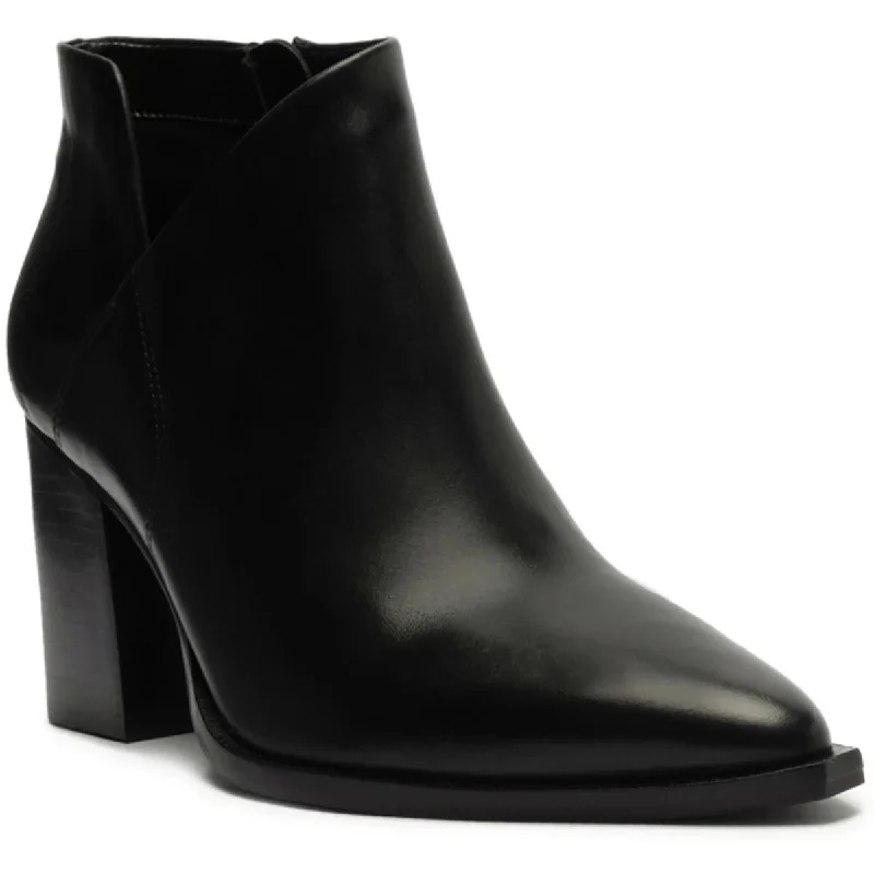 Boots with standout brand emblems -Arezzo Womens Cora Leather Block Heel Mid-Calf Boots