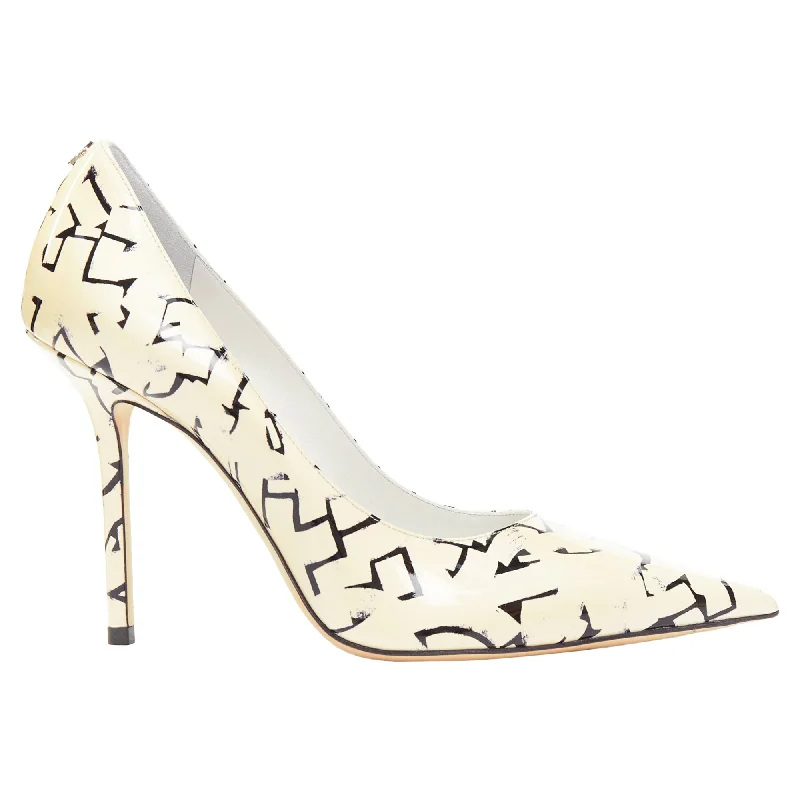 Comfortable high heels for relaxed evenings-Jimmy Choo Poggy graphics pearl leather pumps