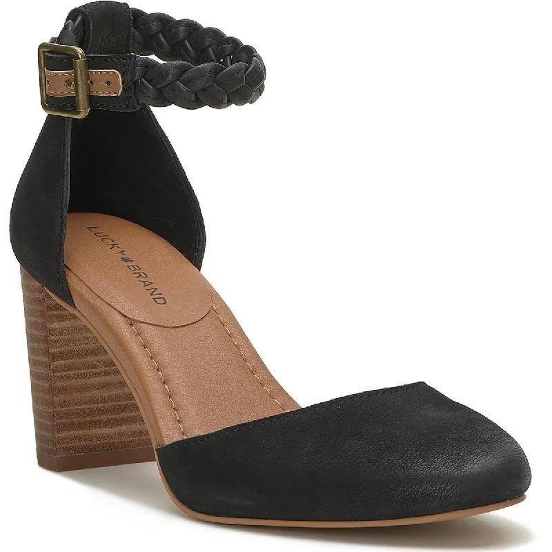 sandals for laid-back summer look-Lucky Brand Womens Kainda Leather Braided Ankle Strap