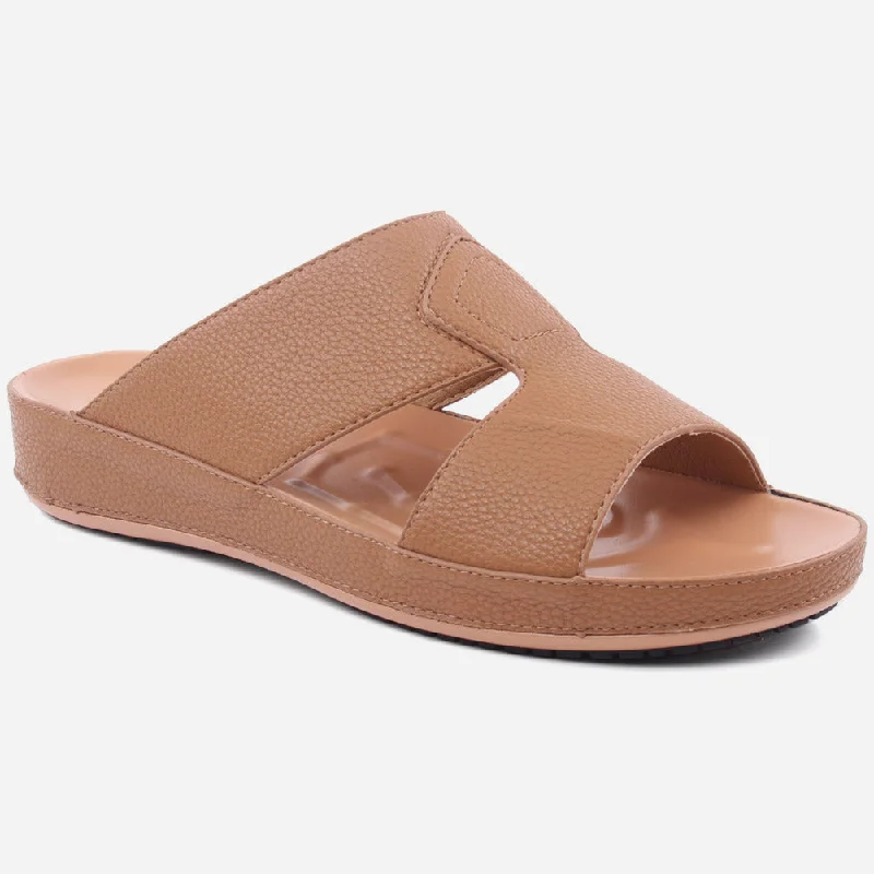 Slippers with hefty padding -Men "RICKY" 2 Strap Synthetic Leather Slippers