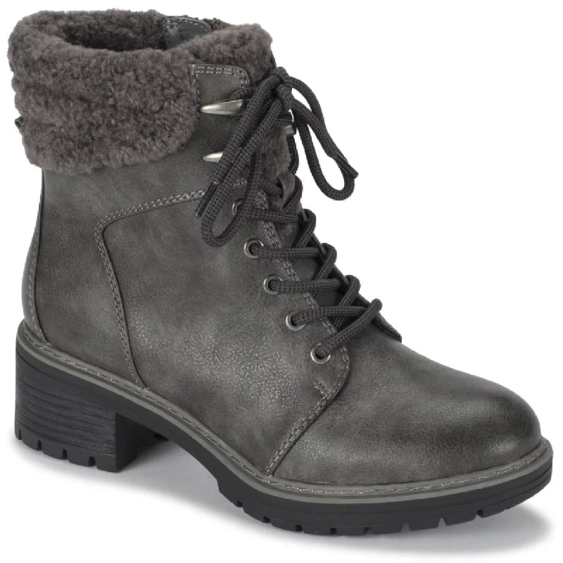 Boots with velvety padded soles -Baretraps Womens Akira Faux Leather Combat & Lace-up Boots