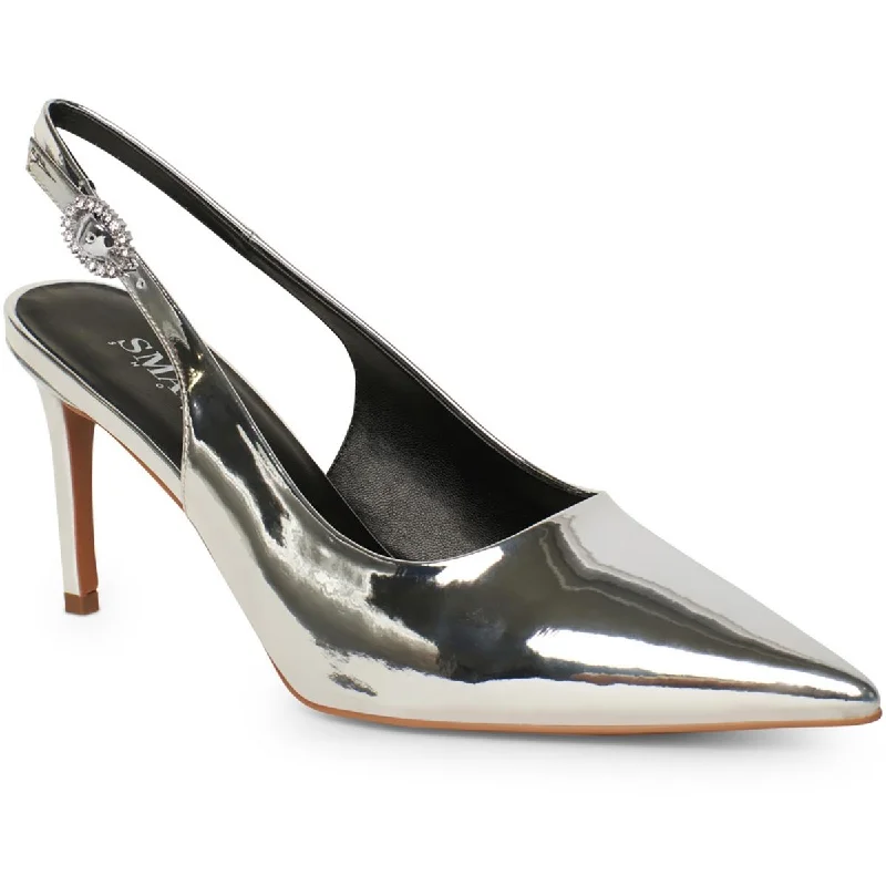 sandals with intricate pattern details-Smash Womens Dion Metallic Pointed Toe Slingback Heels