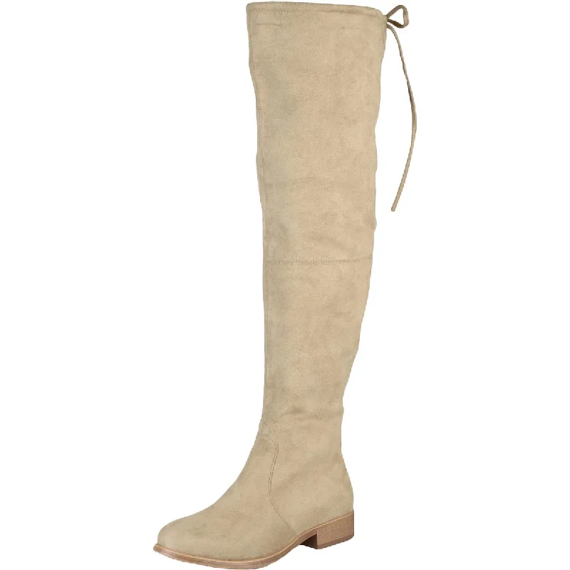 Boots with ornate sole details -Journee Collection Womens Mount Faux Suede Wide Calf Over-The-Knee Boots