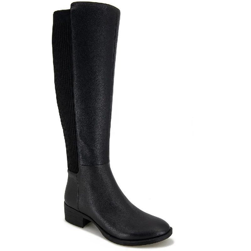 Boots with resilient heel builds -Kenneth Cole New York Womens Levon Boot WC Leather Wide Calf Knee-High Boots