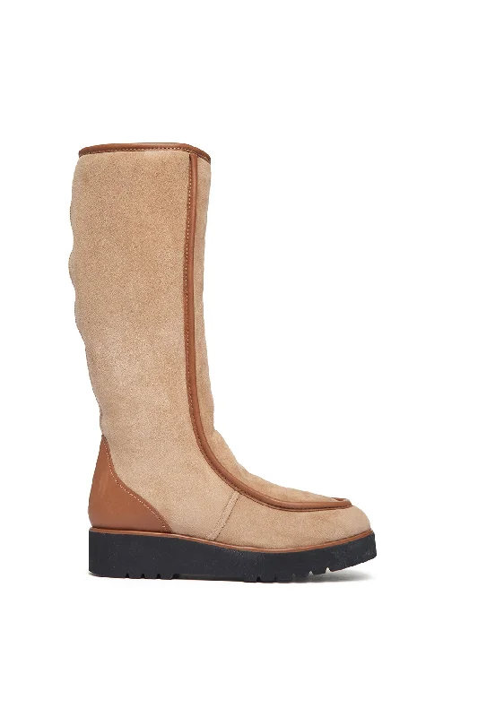 Boots with skid-resistant heels -Tayna Flat Boot in Camel Leather