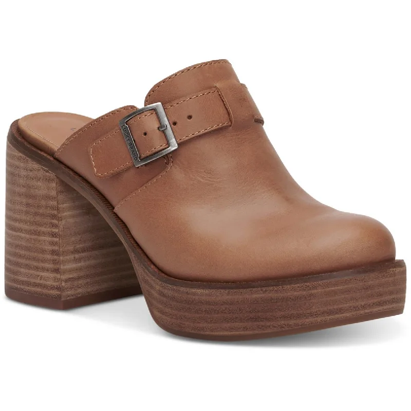 sandals with delicate ankle strap-Lucky Brand Womens Odibell Leather Chunky Clogs