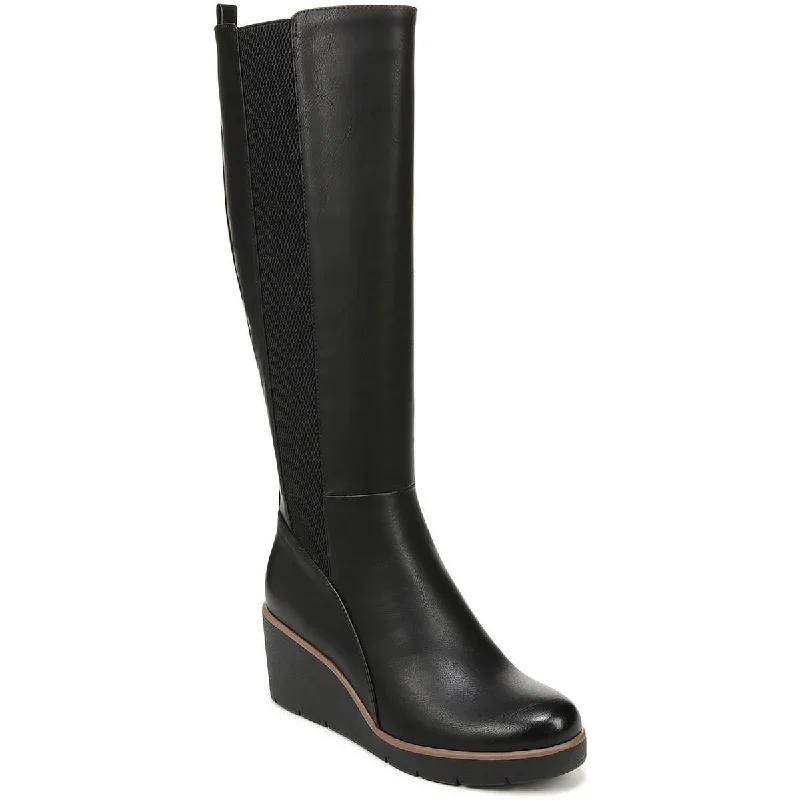 Boots with comfy heel designs -SOUL Naturalizer Womens Adrian Cushioned Footbed Wedge Knee-High Boots