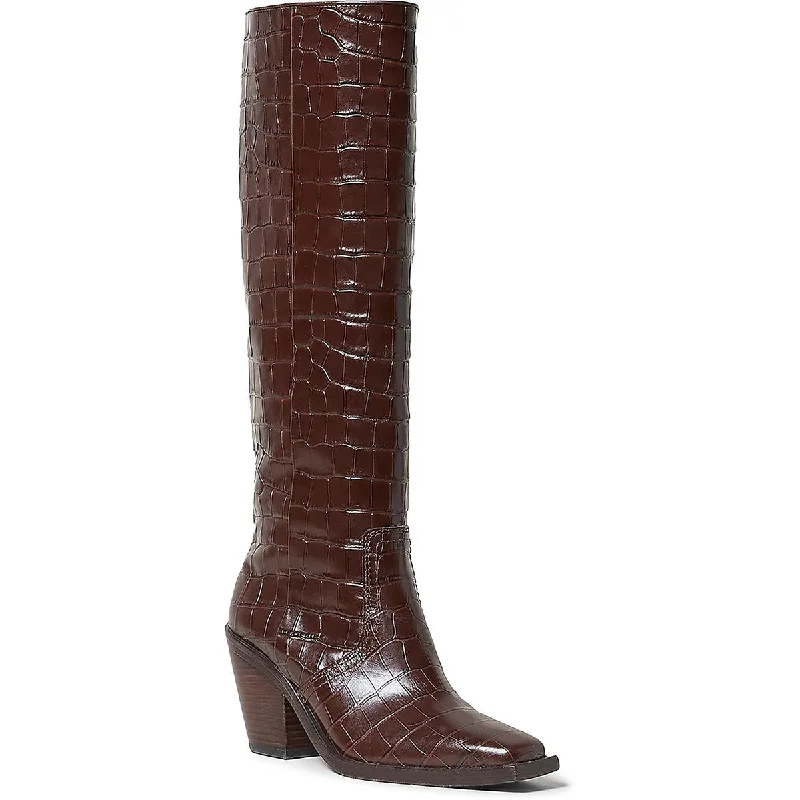 Boots with light heel linings -Loeffler Randall Womens Lynn Pull On Square Toe Knee-High Boots