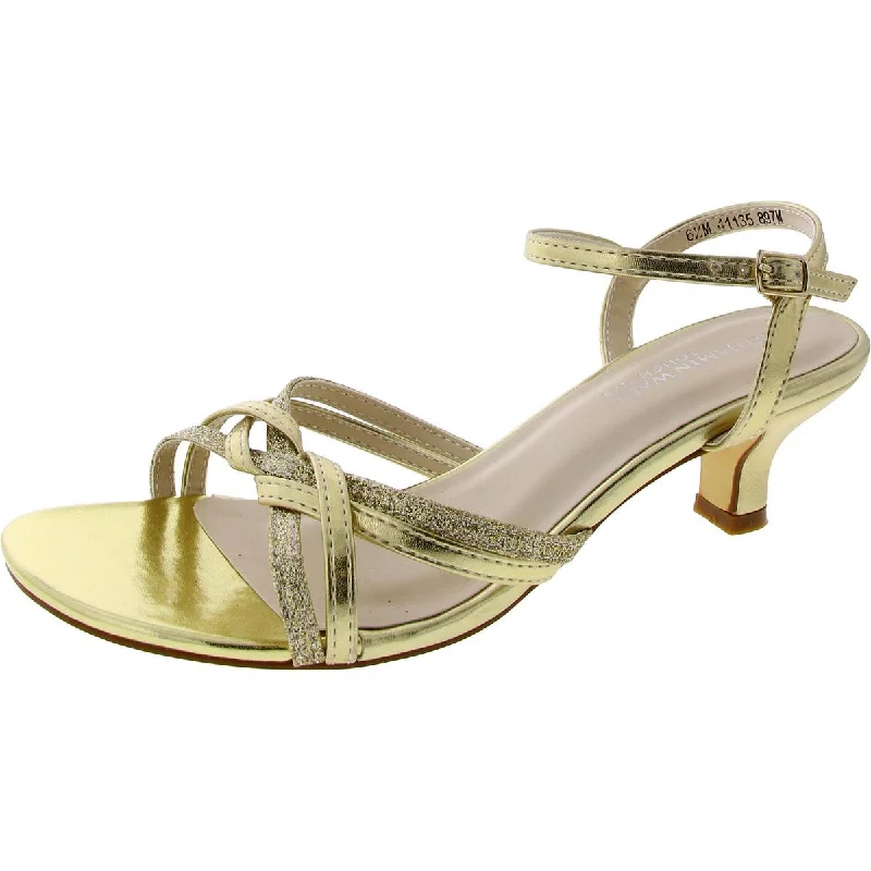 sandals with casual slip-on design-Benjamin Walk Womens Mela Metallic Ankle Strap Strappy Sandals