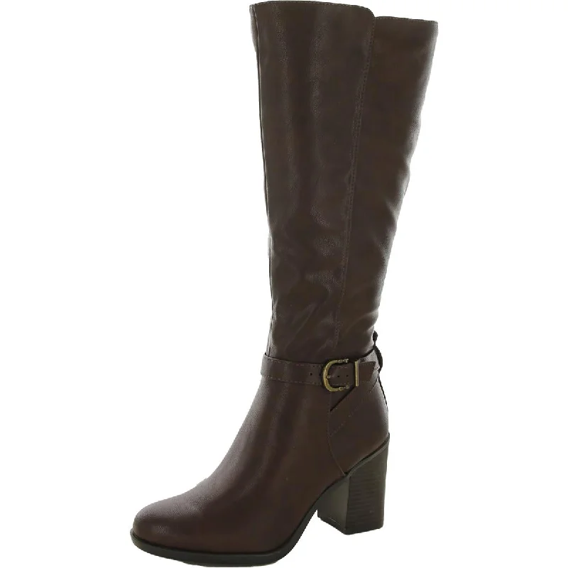 Boots with wispy sole builds -Naturalizer Womens Joslynn Faux Leather Wide Calf Knee-High Boots