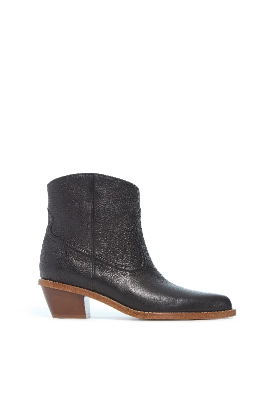 Boots with tough upper layers -Leduc Ankle Boot in Black Textured Leather