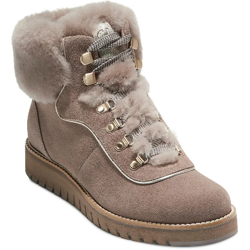 Boots for casual snow dinners -ZeroGrand Cole Haan Womens ZERO GRAND UPSTATE HIKER Faux Suede Hiking Boots