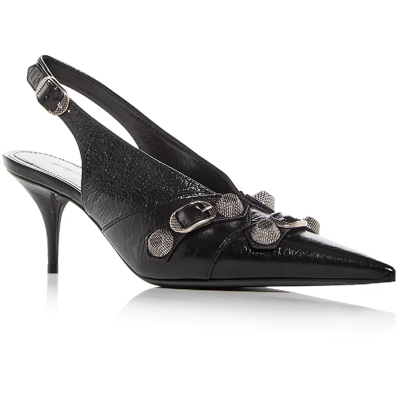 sandals with perfect fit for all-day wear-Balenciaga Womens Cagole Slingback Leather Ankle Strap