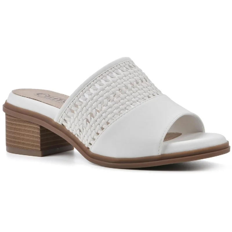 sandals for running errands comfortably-Cliffs by White Mountain Womens CORLEY Faux Leather Slip On Mule Sandals