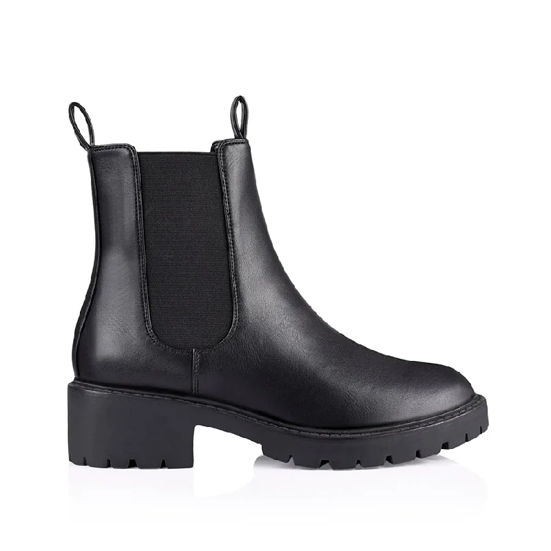 Boots with dawn-inspired tones -Jalapeno Chelsea Combat Boots  - Black Smooth