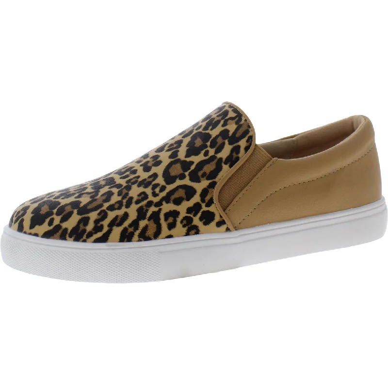 Slip-on shoes with plush cushion -KneaBron Womens Animal Print Casual Slip-On Sneakers