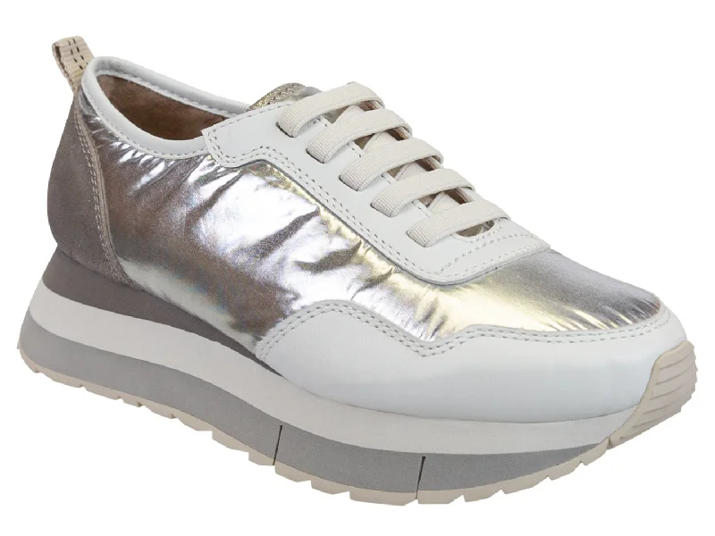 Shoes with light soles -Naked Feet: KINETIC in SILVER Platform Sneakers