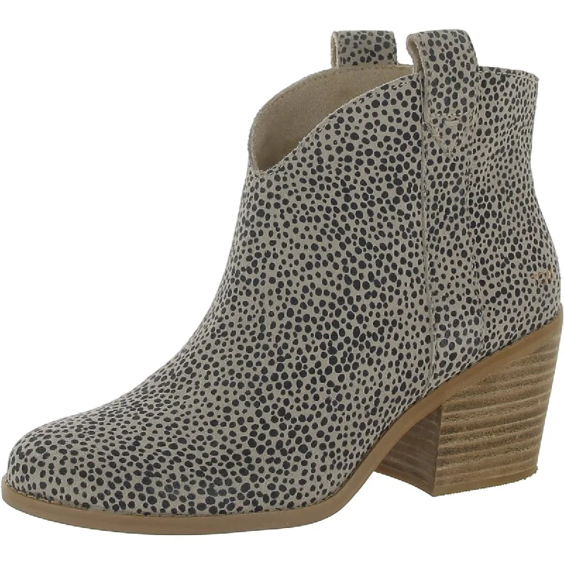 Boots with soft sole cushioning -Toms Womens Constance Suede Cheetah Print Cowboy, Western Boots