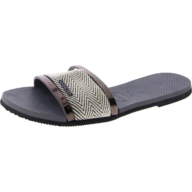 sandals with cute cut-out details-Havaianas Womens Slip On Open Toe Slide Sandals