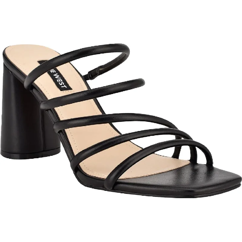 sandals with flexible footbed-Nine West Womens Girlie 3 Strappy Block Heels