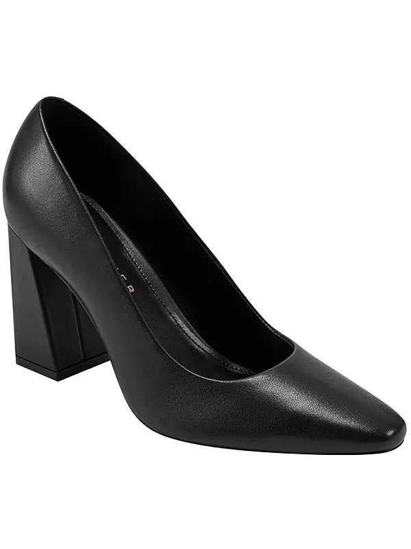 Best high heels for office evenings-Yalina Womens Pointed Toe Leather Block Heels