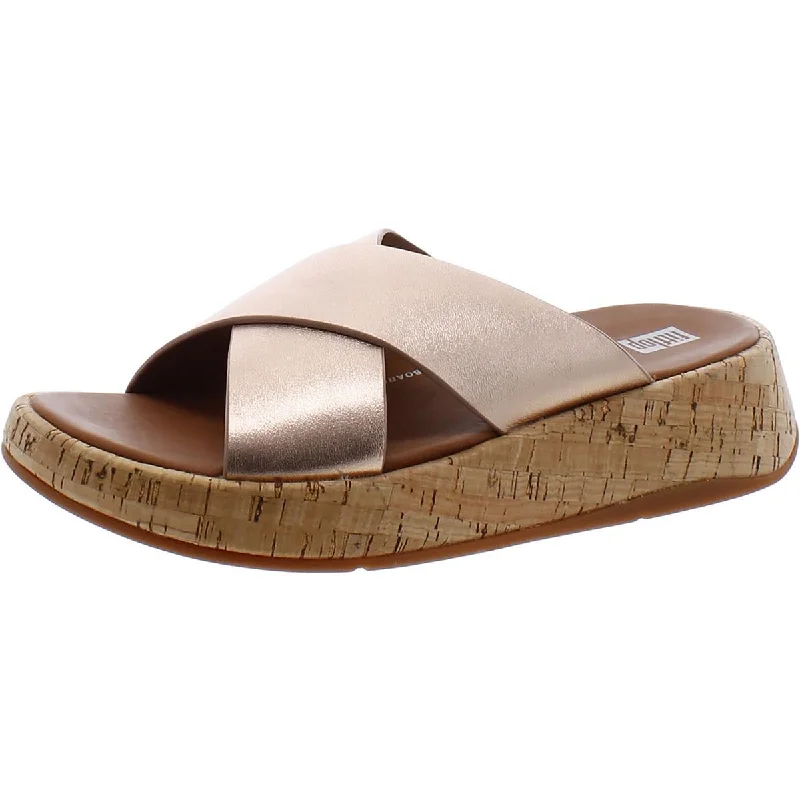 elegant sandals for formal occasions-Fitflop Womens F-Mode Leather Metallic Flatform Sandals