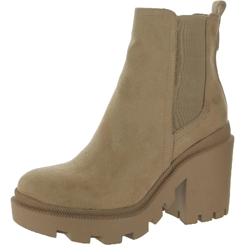 Boots with wispy heel padding -Nine West Womens Forme 2 Faux Suede Lugged Sole Chelsea Boots