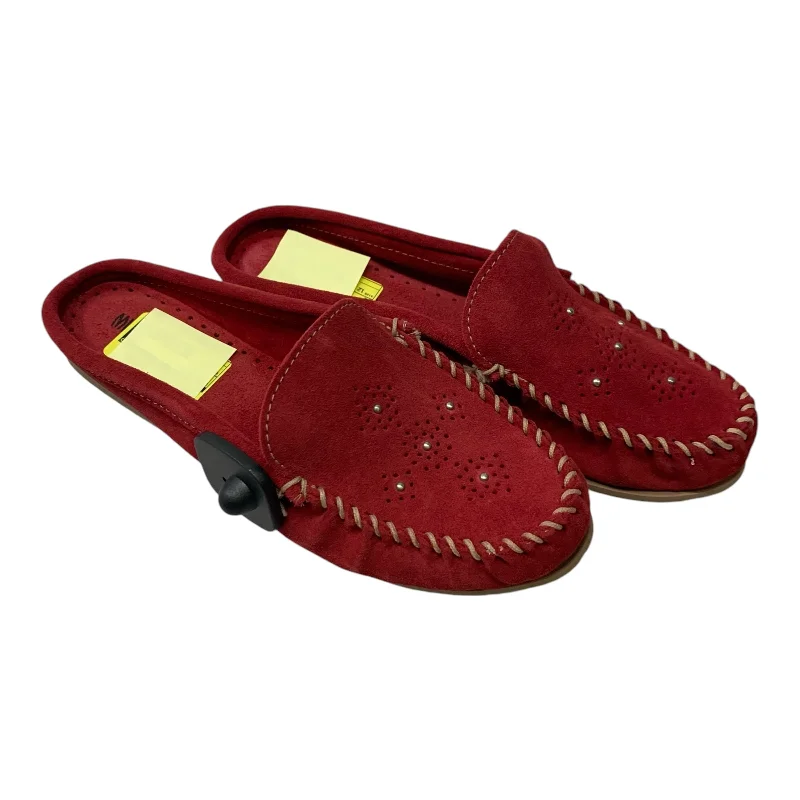 Flats for women with toe soothing -Shoes Flats By Minnetonka In Red, Size: 12