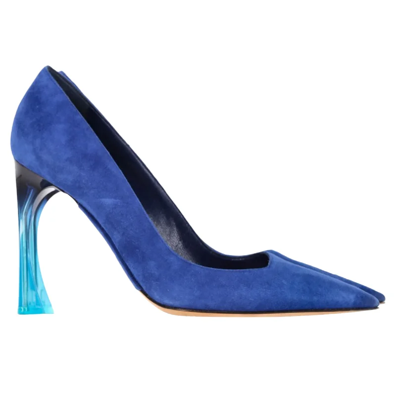 Slip-on high heels for easy evenings-Christian Dior Graded Heel Pumps in Blue Suede Calfskin