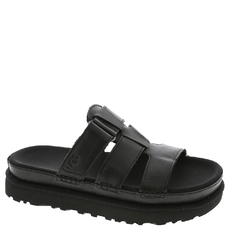 comfortable sandals with open back-Women's Shoes UGG GOLDENSTAR SLIDE Leather Sandals 1154652 BLACK