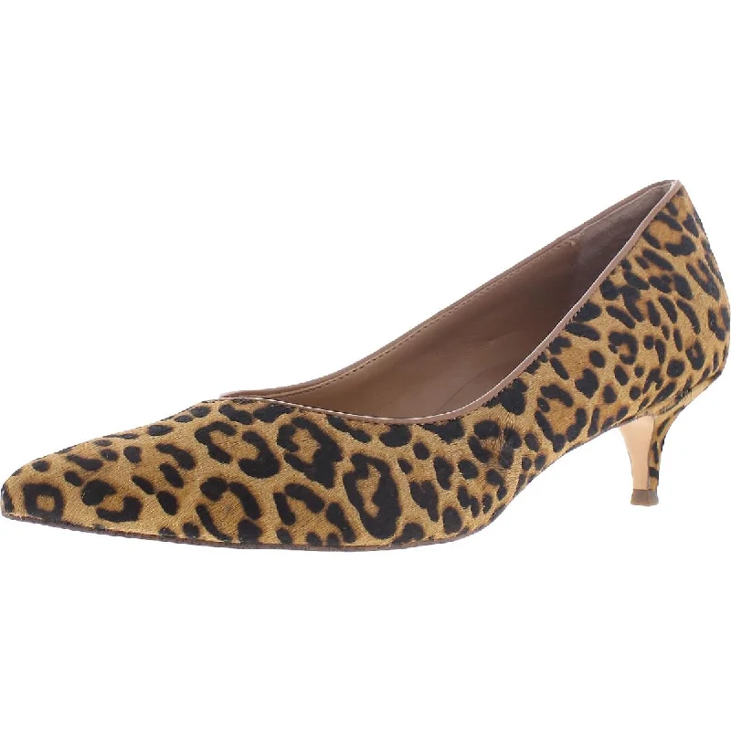 Affordable high heels for family nights-Josie Leopard Womens Leather Slip On Kitten Heels