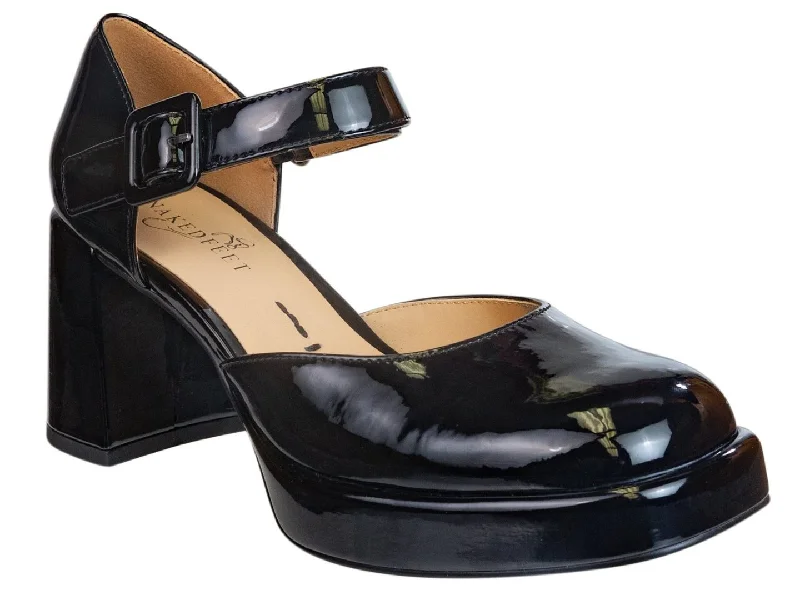 Lightweight high heels for sunny evenings-NAKED FEET - ESTONIA in BLACK PATENT Heeled Clogs