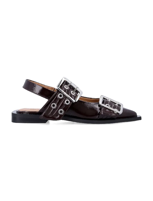 Shoes with cool flair -GANNI Feminine Buckle Ballerinas with Block Heel