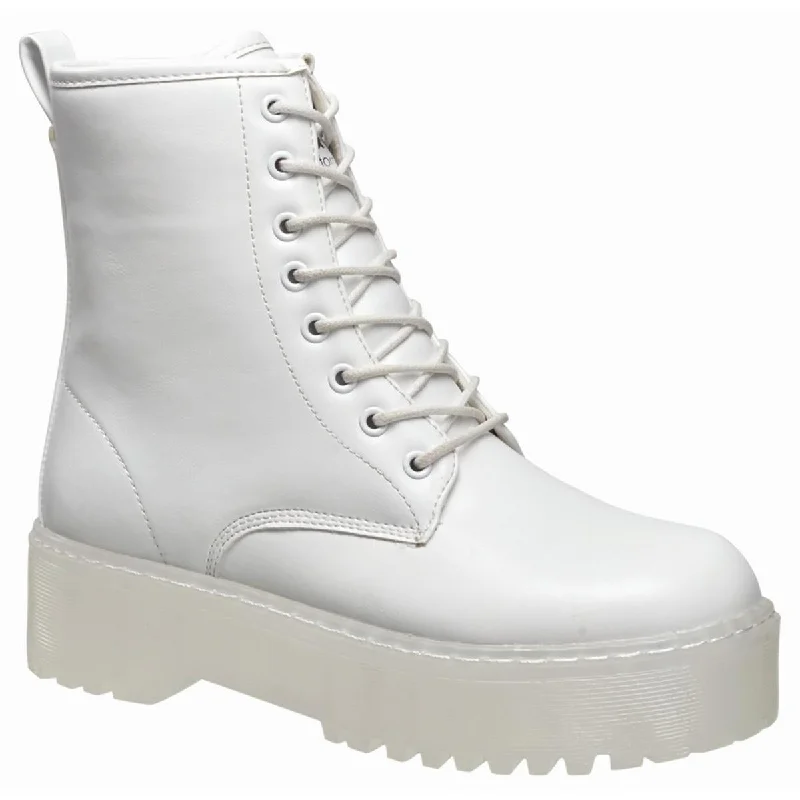 Boots with trendy sole trims -C & C California Womens Lucie Faux Leather Lug Sole Combat & Lace-up Boots