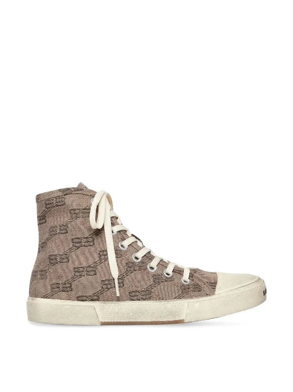 Shoes for gym frolic -BALENCIAGA BB Monogram Logo Hi-Top Sneaker