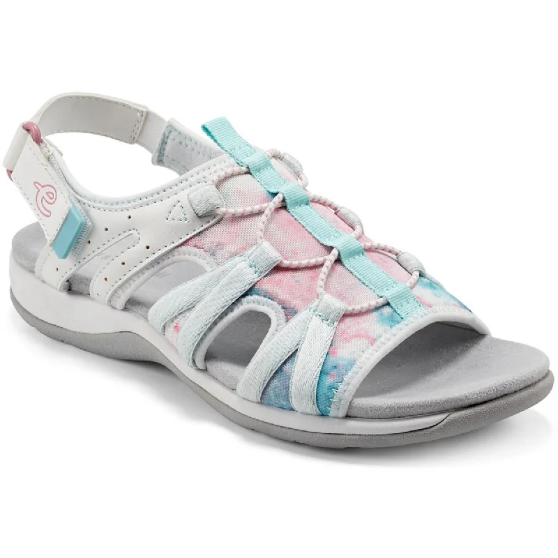 sandals for fun and casual days out-Easy Spirit Womens Spark 9 Faux Leather Cut-Out Sport Sandals