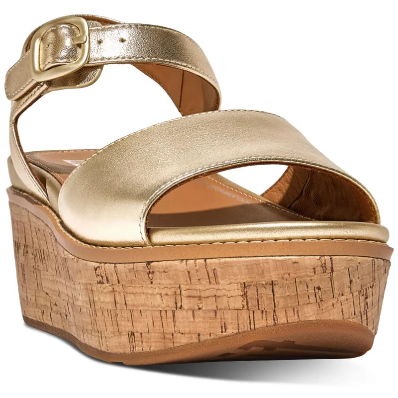 sandals for every occasion-Fitflop Womens Eloise Cork Leather Platform Sandals